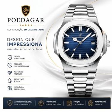 Imagem de Relógio Poedagar 613 Masculino Analógico De Luxo Aço Inoxidável Pulsei