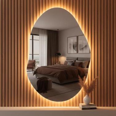 Imagem de Espelho Decorativo Orgânico Luz Led Quente De Parede Banheiro Quarto S