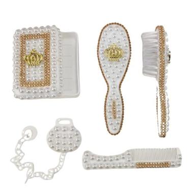 Imagem de Kit higiene de bebê com Escova Pente Saboneteira prendedor de Chupeta 