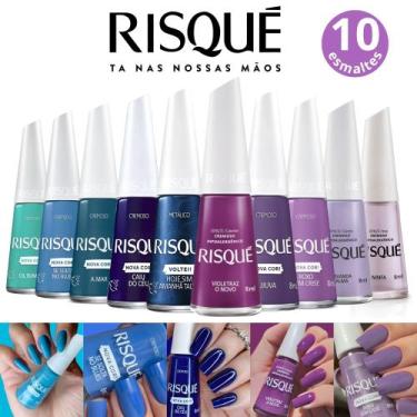 Imagem de Kit Esmaltes Risqué Tons Roxo Lilás Azul Esmalte Atacado Nova Coleção,