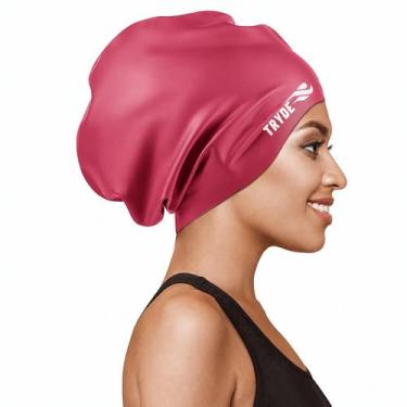 Imagem de Touca Natação Extra Grande Bordo Banho Cabelos Afro TRYDE