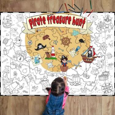 Imagem de Pôster para colorir Naozinebi Pirate Treasure Hunt Kids 80x110cm