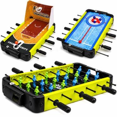 Imagem de Mesa de Esportes Portátil Pebolim 3 em 1 Grande Infantil - Castela
