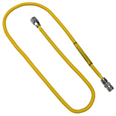 Imagem de LASCO Linha de fornecimento de eletrodomésticos a gás revestido flexível 10-1213, conector OD de 152 cm, 3/8 polegadas com encaixes FIP de 1/2 polegada (1/2 polegada)