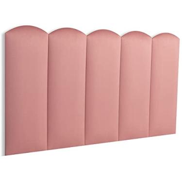 Imagem de Cabeceira Solteiro Estofada Cama Box Modulada Formato Nuvem 100 X 60 Cm Blu Interiores Cor:Veludo Rosé