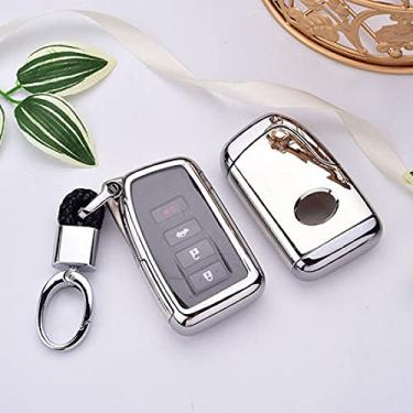 Imagem de Venus-David TPU Car Key Case Cover Keyring Shell Key Bag, apto para Lexus NX GS RX IS ES GX LX RC 200 250 350 LS 450H 300H, prata com chaveiro