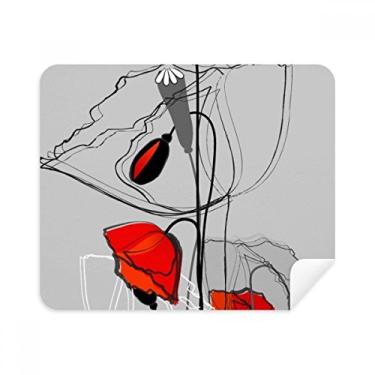 Imagem de Red Flowers Art Line Pintura milho Pano de limpeza de tela, 2 peças, tecido de camurça