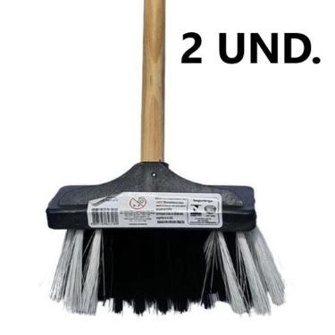 Imagem de Kit 2 Mini Vassoura Vassourinha Pelo Infantil Brinquedo Com Cabo