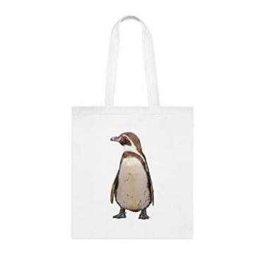 Imagem de Sacola pinguim magelânica, presente de pinguim, bolsa de ombro, bolsas reutilizáveis, cesta de aniversário de Natal, Branco