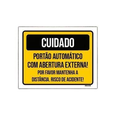 Imagem de Placa Sinalização - Cuidado Portão Abertura Externa 36X46
