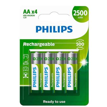 Imagem de Pilha Recarregável AA Philips 2500mah R6B4RTU25/59 1.2v com 4 Unidades