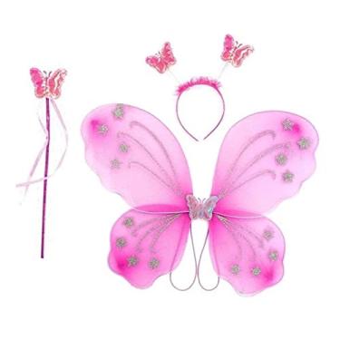 Imagem de Asa de Borboleta Infantil de Carnaval Com Tiara e Varinha Azul