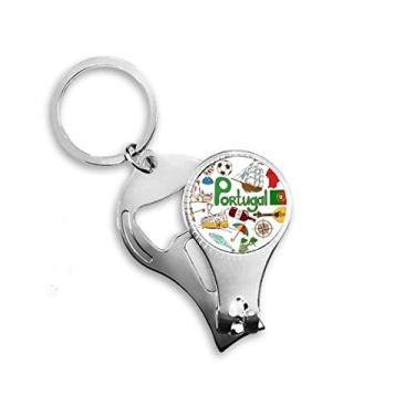 Imagem de Portugal Love Heart Landscap Bandeira Nacional Alicate de unha Chaveiro Abridor de Garrafas Cortador