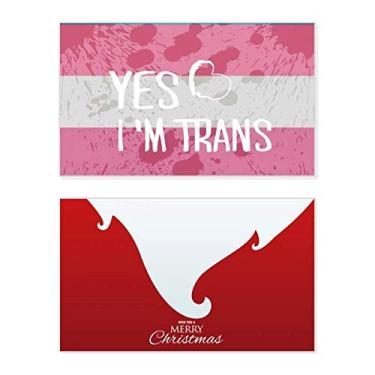 Imagem de Cartão de Feliz Natal "Yes I'm Trans" com suporte LGBT para festas de fim de ano