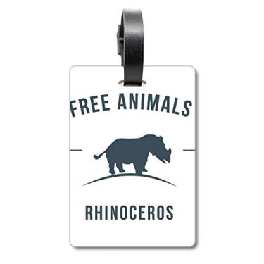 Imagem de Desenho Animado Rinoceronte Animal Contorno Azul Mala Etiqueta Bagagem Cartão Pendurado Etiqueta Scutcheon Etiqueta, Multicolorido.
