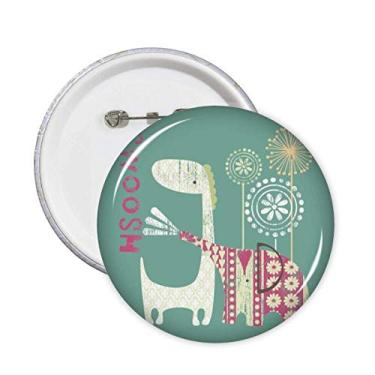 Imagem de Girafa Elefante Moinho de Vento Alfinetes Verdes Emblema Botão Decoração Acessório 5 peças