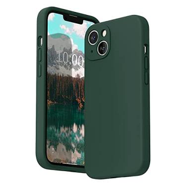 Imagem de Capa de silicone líquido quadrado original para iphone 14 13 12 11 pro max mini x xs xr 7 8 14 plus se 2 3 capa de proteção à prova de choque, verde escuro, para iphone xr