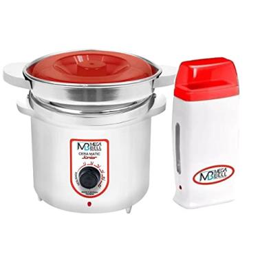 Imagem de Kit Depilação Termocera 400gr Com Refil Branco com Vermelho + Aquecedor de Cera Roll-on Vermelho Mega Bell