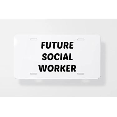 Imagem de Capa para placa de carro Future Social Worker – Capa para placa de carro – Capa para placa de carro 15 x 30 cm