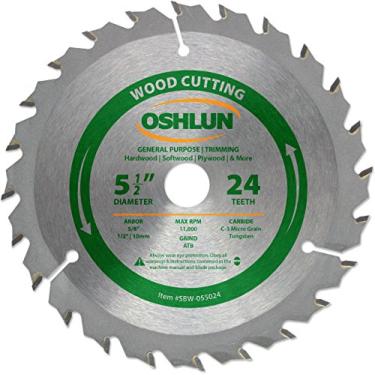 Imagem de Oshlun SBW-055024 lâmina de serra de corte e uso geral ATB de 24 dentes de 5-1/2" com mandril de 5/8" (buchas de 1/2" e 10 mm)