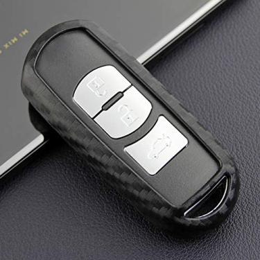 Imagem de Capa de chave de carro de fibra de carbono de silicone para Mazda 2/3/6 CX-3/5/9 Yaris (apenas o revestimento)