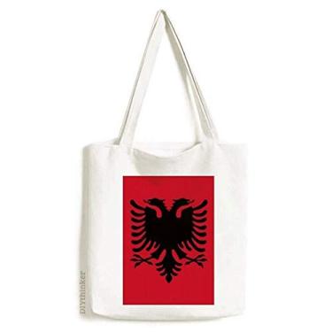 Imagem de Bolsa de lona com bandeira nacional da Albânia e país da Europa, bolsa de compras casual