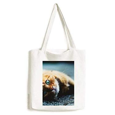 Imagem de Animal Pure Blue Eye Cat Photograph Tote Canvas Bag Shopping Satchel Casual Bolsa