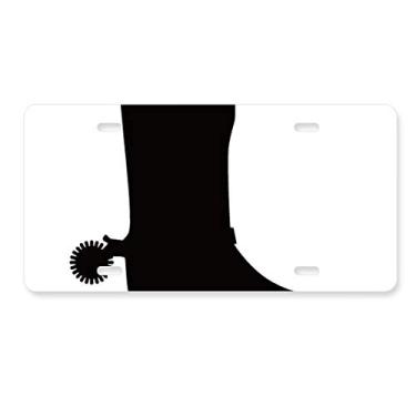 Imagem de DIYthinker Botas de cano alto pretas femininas padrão contorno placa decoração aço inoxidável automóvel etiqueta