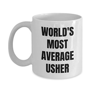 Imagem de SpreadPassion Caneca Usher Most Average do mundo – Caneca de café Usher engraçada – Caneca de presente de cerâmica de 325 g ou 425 g para apreciação de Usher ou presente de mordaça