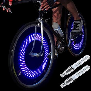 Imagem de DAWAY A08 Bike Válvula de luz de haste de pneu – Lâmpada de LED à prova d'água com roda de bicicleta Luzes neon piscantes Brilham no escuro Acessórios seguros e frescos, 1 pacote/2 pacotes, Blue, 2-Wheels