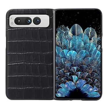 Imagem de KVIBEO Capa para Google Pixel Fold, capa com estampa de crocodilo com proteção para câmera, anti-impressão digital, resistente a arranhões, ultrafina, leve, capa traseira, preta