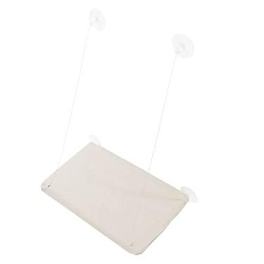 Imagem de Poleiro para Janela Gato, Assento para Gato Montado na Janela, Prateleiras para Gato Com Economia Espaço, 4 Ventosas e Estrutura de Metal Sólido Assento Gato Removível e Lavável (Bege)