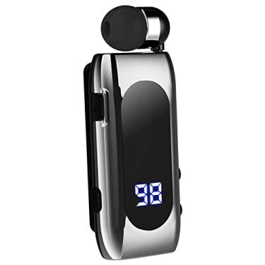 Imagem de de ouvido sem fio Bluetooth 5.2 Fone de ouvido Exibição de bateria chamadas com clipe de lapela Tampões de ouvido para smartphones em, Prata