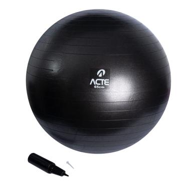 Imagem de Acte, Bola De Pilates com Bomba de Ar T9-PTO 65 cm - Preto