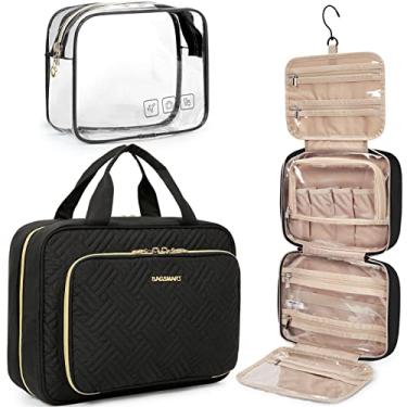 Imagem de Bolsa de higiene pessoal BAGSMART Organizadora de maquiagem para viagem com aprovação TSA, bolsa transparente para cosméticos, maquiagem, artigos de higiene pessoal de tamanho comum, Preto, Large