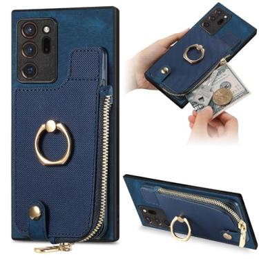 Imagem de Telefone Flip Covers Capa de telefone compatível com Samsung Galaxy Note 20 Ultra Capa carteira com porta-cartões, capa de couro premium com compartimentos para cartão, suporte de anel de rotação de 3