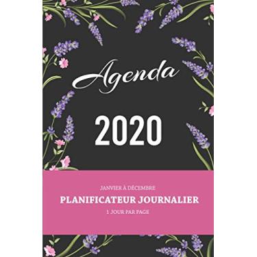 Imagem de Agenda 2020 janvier à décembre planificateur journalier 1 jour par page: Planificateur 12 mois journalier 2020 avec couverture florale lavande et verte