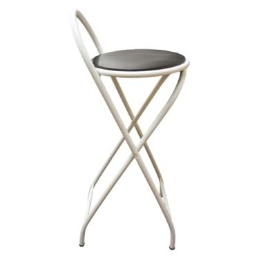 Imagem de Banqueta Alta Articulável e Dobravel com 70 cm de Altura Branco (Assento Preto)