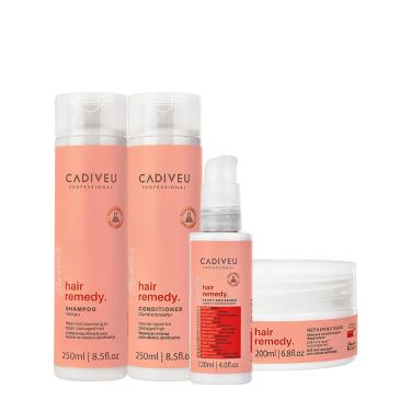 Imagem de KIT CADIVEU PROFESSIONAL HAIR REMEDY SHAMPOO CONDICIONADOR MáSCARA E LEAVE-IN (4 PRODUTOS) 