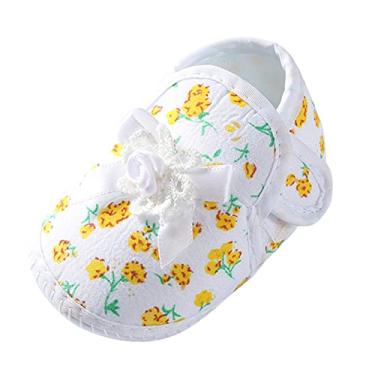 Imagem de Sandália confortável infantil infantil andadores sapatos laço princesa sapatos sandálias laço andadores planos chinelos de bebê, Amarelo, 0-3 Months Infant