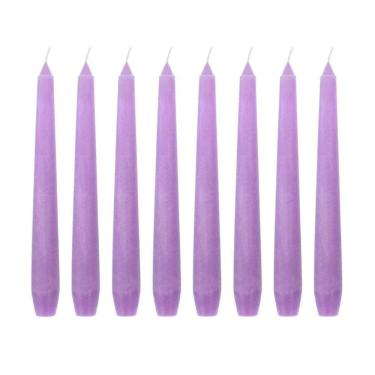 Imagem de Kit 10 Velas Castiçal Lilás Lisa 20 Cm Candelabro Velitas