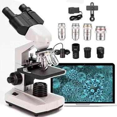 Imagem de CHONGHAN Microscópio,40x-5000x MicroscóPios Binoculares/Trinoculares,MicroscóPio Composto-Ocular EletrôNica/Lente Objetiva,Para LaboratóRio Escolar EducaçãO Domiciliar,Binocular