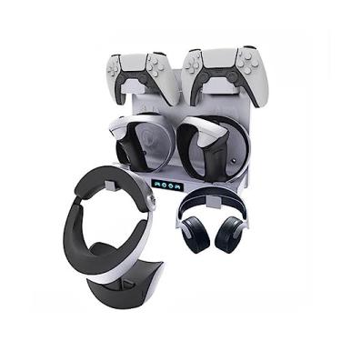 Imagem de Controller Charging Station Wall Mount for PS5 and PSVR 2 Controller Holder Wall Hanging Vertical Charging Stand Dock Controller Headphone Holder Storage Stand Hook
