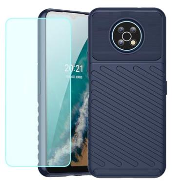 Imagem de GTBDEKI Capa de telefone para Nokia G50 5G, capa TA-1358 TA-1390 com protetor de tela, capa traseira de TPU de borracha flexível antiarranhões à prova de choque para Nokia G50 azul