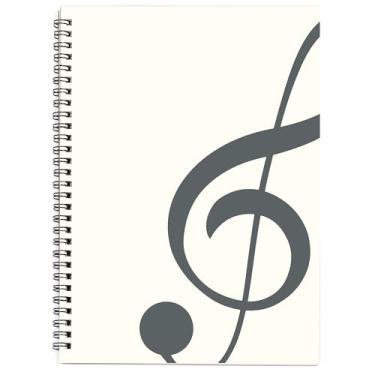Imagem de MAXCURY Caderno de música em branco para composição de música pessoal papel arte caderno de música preto 100 páginas 26 x 19 cm (branco/cinza verde)