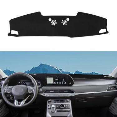 Imagem de Rilsen Capa de painel de painel personalizada para Hyundai Palisade 2020 2021 2022 2023 2024 2025 (sem HUD) Capa de painel antiderrapante protetor de painel protetor solar sem brilho preto