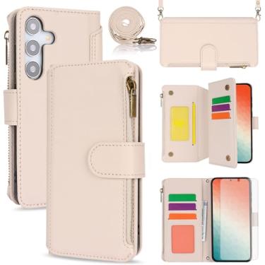 Imagem de Asuwish Capa de celular para Samsung Galaxy S24 Plus S24+ 5G capa carteira com protetor de tela de vidro temperado alça transversal flip bloqueio RFID suporte para cartão celular S24plus 24S + S 24