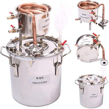 Imagem de WMN_TRULYSTEP 2 potes de aço inoxidável sem gás 5 gal/20 litros água álcool destilador kit de fabricação de vinho suprimentos para DIY Brandy Whisky Vodka água destilada, prata