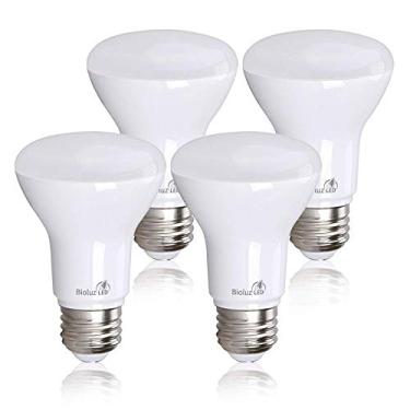 Imagem de Pacote com 4 lâmpadas LED Bioluz LED BR20 5000K luz do dia 6W = 50 Watt de substituição 90 CRI 540 lúmens interno/externo listado pela UL CEC Title 20 compatível (pacote com 4)
