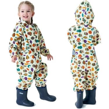 Imagem de Roupa de chuva infantil infantil para meninos e meninas, moletom com capuz e zíper, impermeável, 1 a 10 anos, Bege, 7-9 Anos